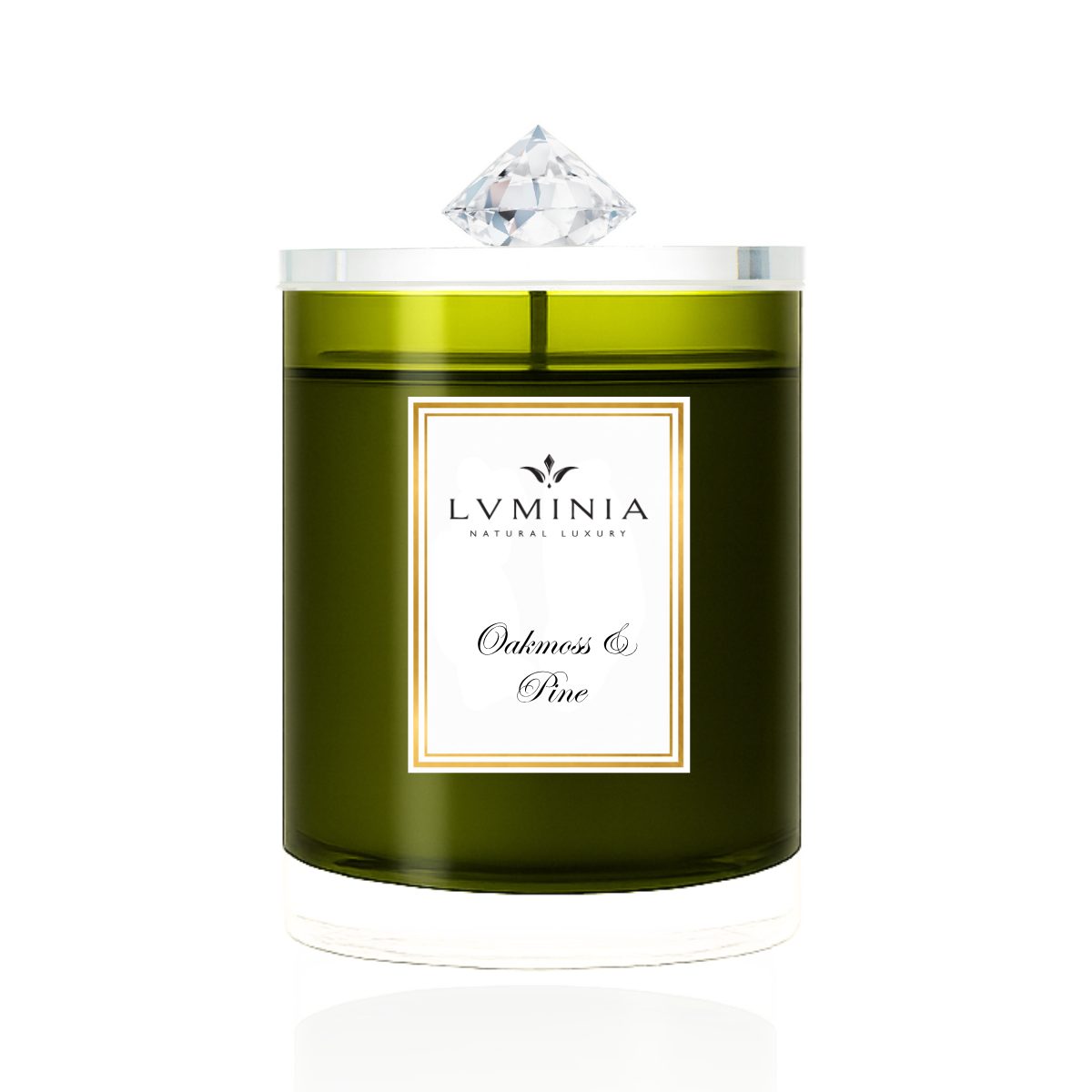 Oakmoss & Pine candle in olive crystal, 260 g